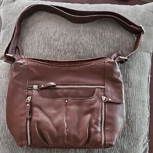 Great American Leather Works Burgundy Leather Shoulder Bag  Adjustable Strap